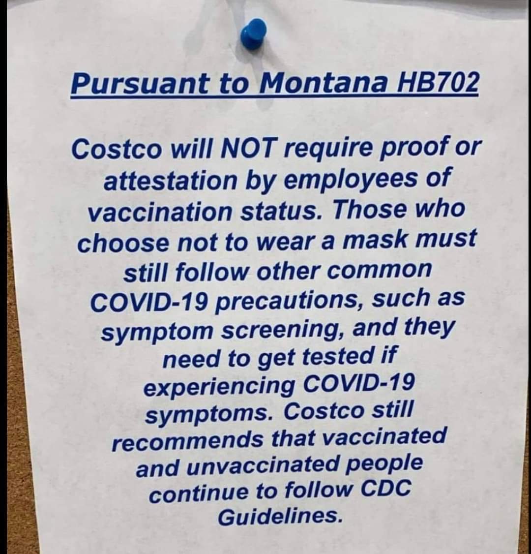 Montana Costco’s Will NOT Require Workers Be Vaccinated, Citing HB702