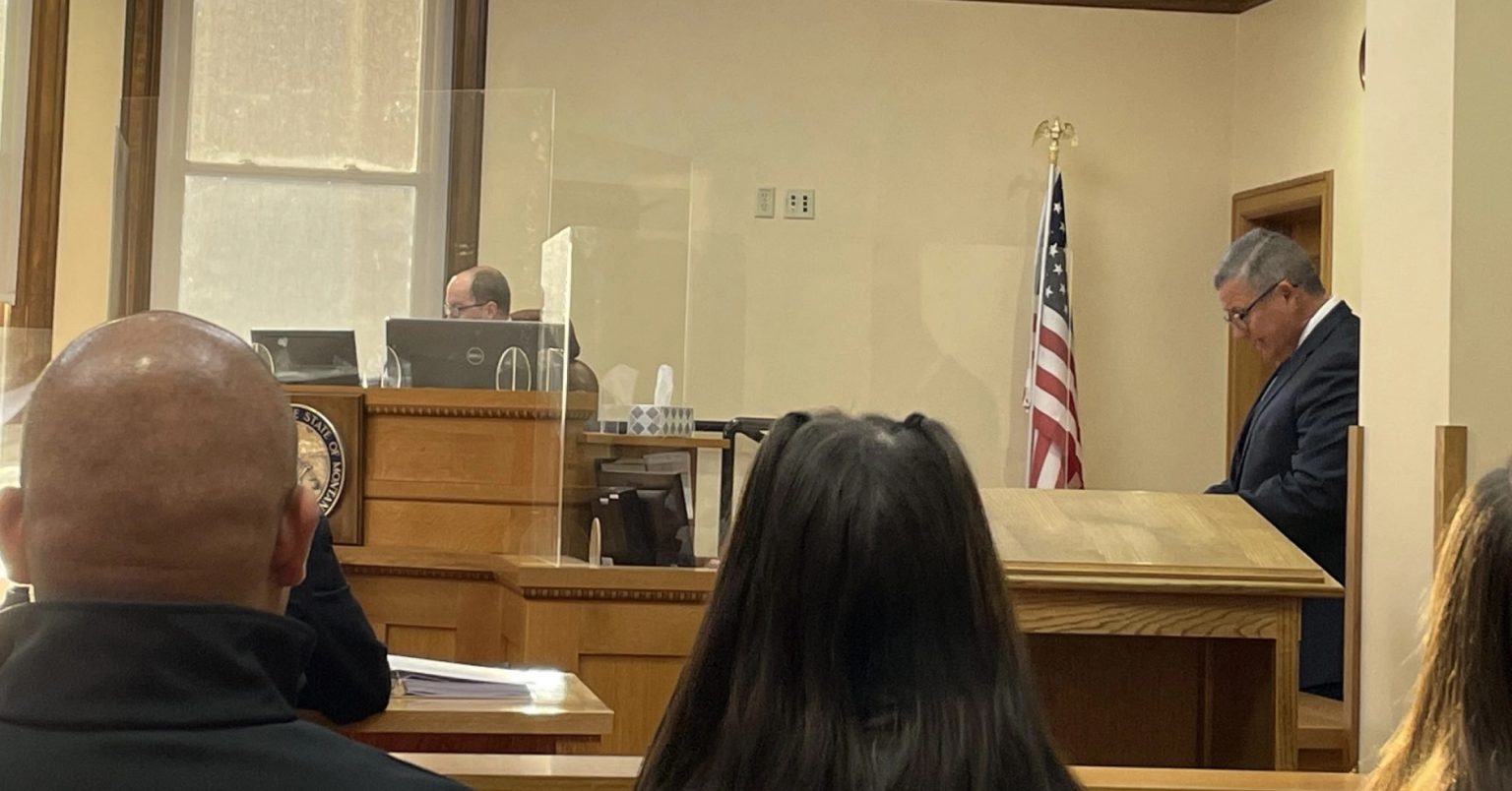 Plaintiff Attorney Quentin Rhoades prepares for oral arguments in court in Missoula. September 29, 2021.