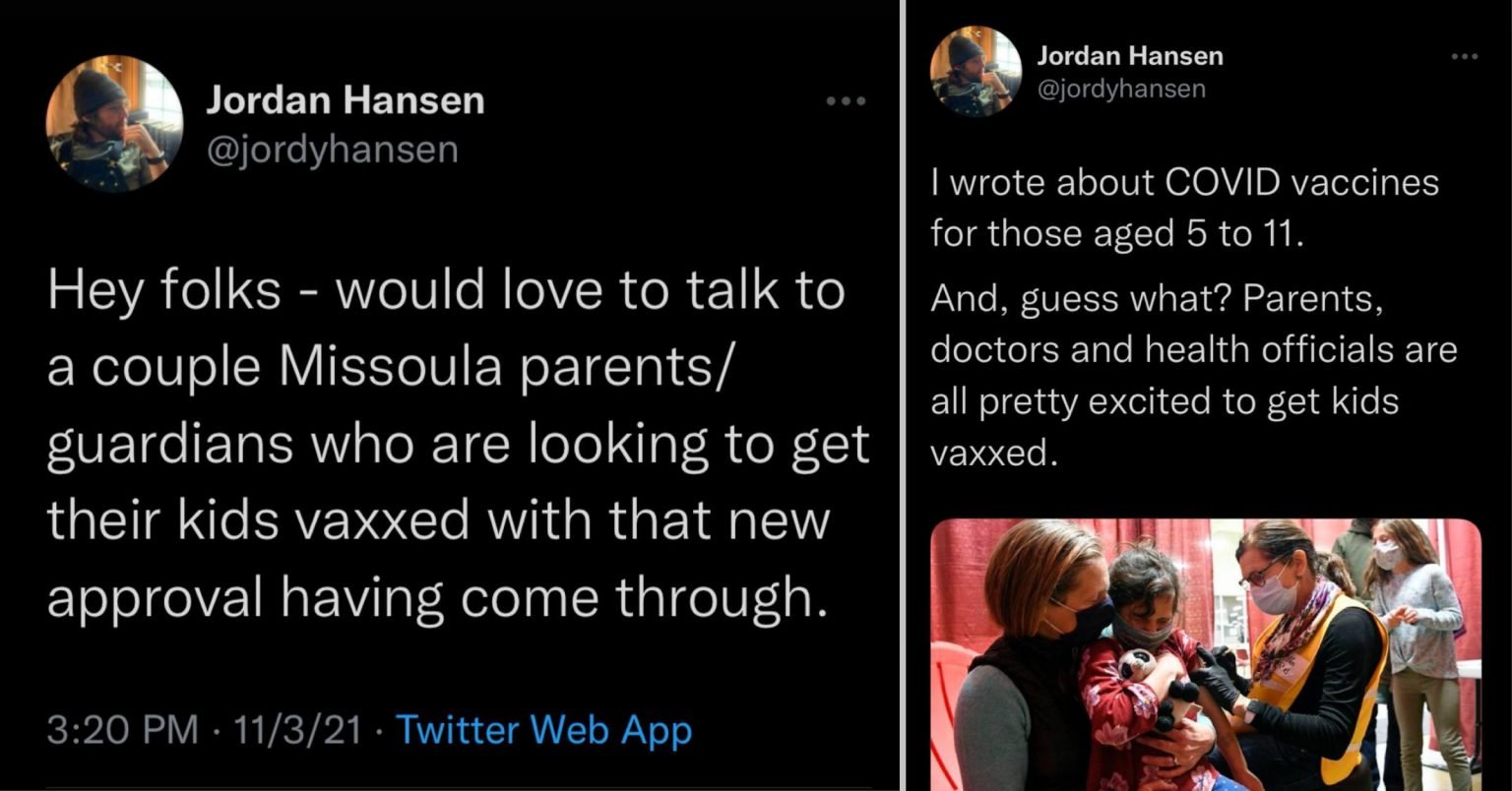 Missoulian reporter Jordan Hansen solicits positive feedback from parents regarding vaccine for puff piece on child vaccinations saying "all" parents "pretty excited."