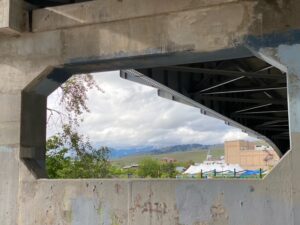 View of Caras Park from under the Higgins Street Bridge