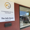 A sign outside the Hamilton, Montana location for Dr. Surajit Khanna's Returning Youth Initiative named "The Safe Haven"